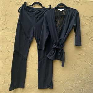 🎉HOST PICK🎉 Boston Proper Black Lace Inset Athleisure 2pc Set